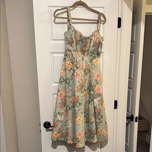 House of cb Saira Light Jade Print Midi Sundress size large